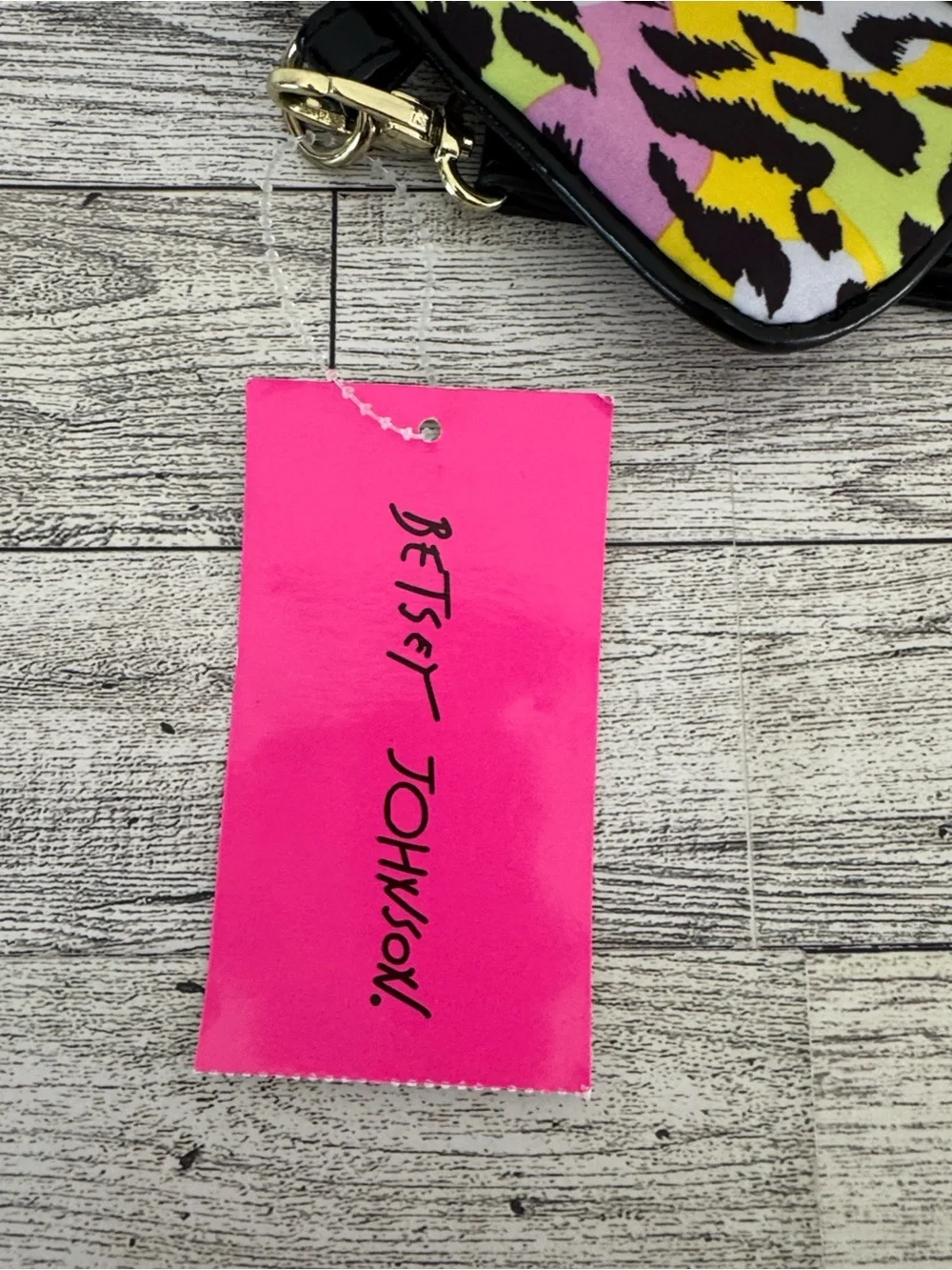 Betsey Johnson Neon Pastel Leopard Print Wristlet NWT